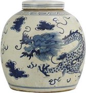 The Ming Garden Collection | Chinees Porselein | Grote Porseleinen Pot Met Draak | Blauw & Wit