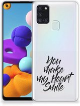 Telefoonhoesje Geschikt voor Samsung Galaxy A21s Backcover Soft Siliconen Hoesje Heart Smile