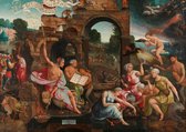 Jacob Cornelisz. van Oostsanen, Saul bij de heks van Endor 1526 op canvas, afmetingen van dit schilderij zijn 60x90 cm