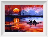 Artstudioclub®  Schilderen op nummer volwassenen boot in zonsondergang 40x50cm Zonder lijst