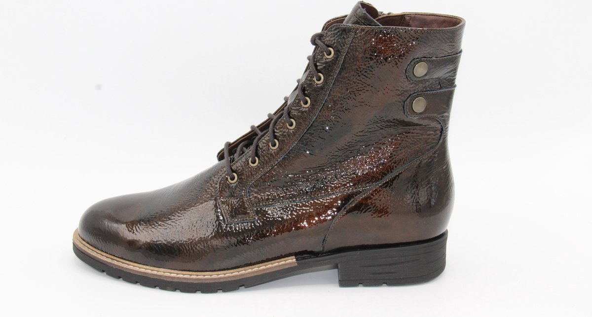 Durea bruin lak lederen veter bootie biker boot-h- ( smaller)