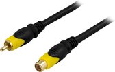 DELTACO MM-130 video extender tulp kabel, RCA ha - ho, dubbel afgeschermd, 2m