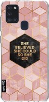 Casetastic Samsung Galaxy A21s (2020) Hoesje - Softcover Hoesje met Design - She Believed She Could So She Did Print