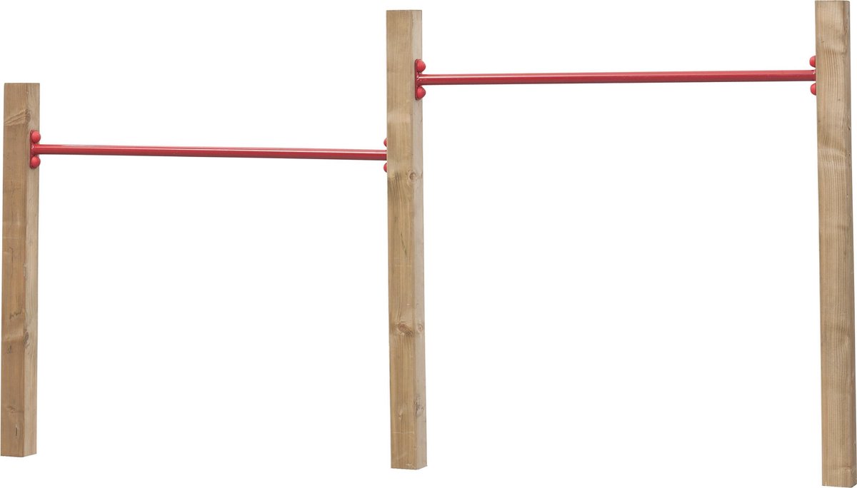 Houten duikelrek dubbel SwingKing - 2 duikelstangen 125cm met 3 houten palen (FSC Hout)