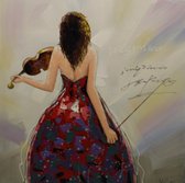 Olieverfschilderij - schilderij violist - handgeschilderd - 100x100 - woonkamer slaapkamer
