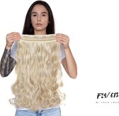 Wavy clip-in hairextension 60 cm lang krullend haar synthetisch, blond mix kleur #F24/613 van Mi Loco Loco hair extensions clip in haar