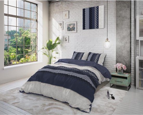 Sleeptime Elisabeth - Dekbedovertrekset - Tweepersoons - 200x200/220 + 2 kussenslopen 60x70 - Donker Blauw van Merkloos — afbeelding 3