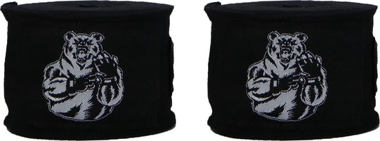 ORCQ Bear boxing handwraps- Boks Wraps - Boksbandages - Kickboks bandage - Paar - 450cm Zwart - Orcq