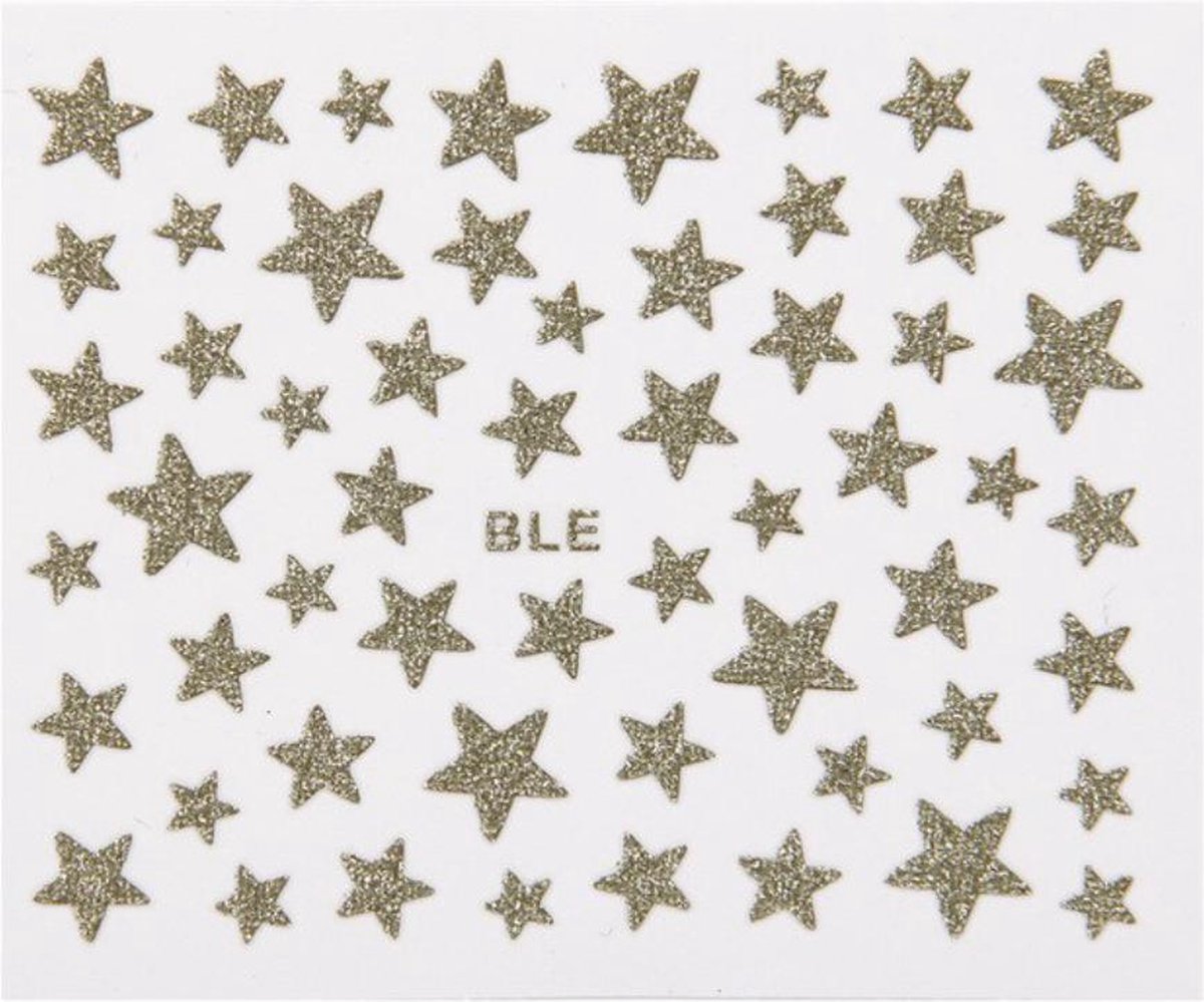 Goedkoopste Nagel Glitter Stickers Sterretjes 48 stuks - Gouden glitter - Nail Art - Rhinestones