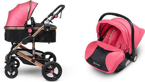 Product: Mio Amore 3 in 1 kinderwagen Florence incl. autostoel (Roze), van het merk Mio Amore