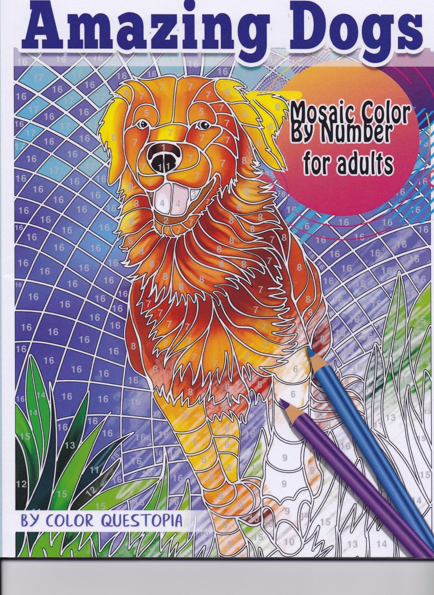 Amazing Dogs Mosaic Color By Number - Kleuren op nummer voor volwassenen
