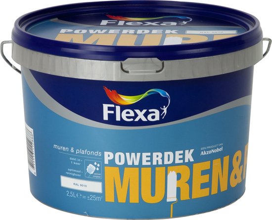 knoop gebruik hulp Flexa Powerdek Muurverf - Muren & Plafonds - Binnen - RAL 9010 - 2,5 liter  | bol.com
