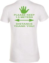 Heren T-shirt neon groen keep 1,5 meters distance XL
