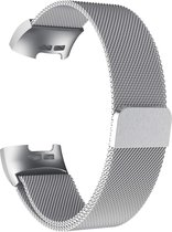 Fitbit Charge 3/4 Milanese Horloge Bandje Zilver (Medium) met magneetsluiting - Verstelbaar - RVS - Activity Tracker Wearablebandje - Milanees horloge armbandje / polsbandje - Acti