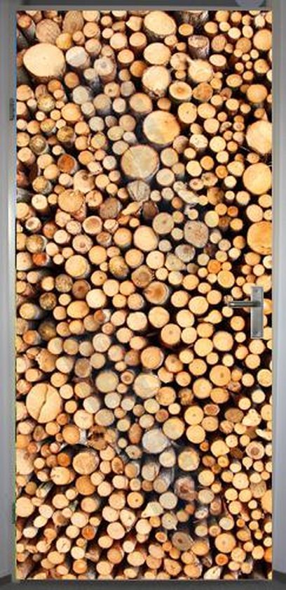 Deurposter 'Hout 1' - deursticker 92x212 cm