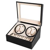 Luxueuze Watch Box - Voor 4 Automatische horloges + 6 voor opslag - Horloge opwinder - Horlogebox – Sieradendoos - Watch winder – 10 horloges – Zwart