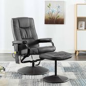 Elektrische Massage Fauteuil met voetenbankje  (Incl LW anti kras viltjes) - Loungestoel - Lounge stoel - Relax stoel - Chill stoel - Lounge Bankje - Lounge Fauteil