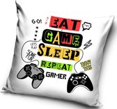 Eat Game Sleep Repeat Gamer - Sierkussen décoratif 40 x 40 cm avec remplissage
