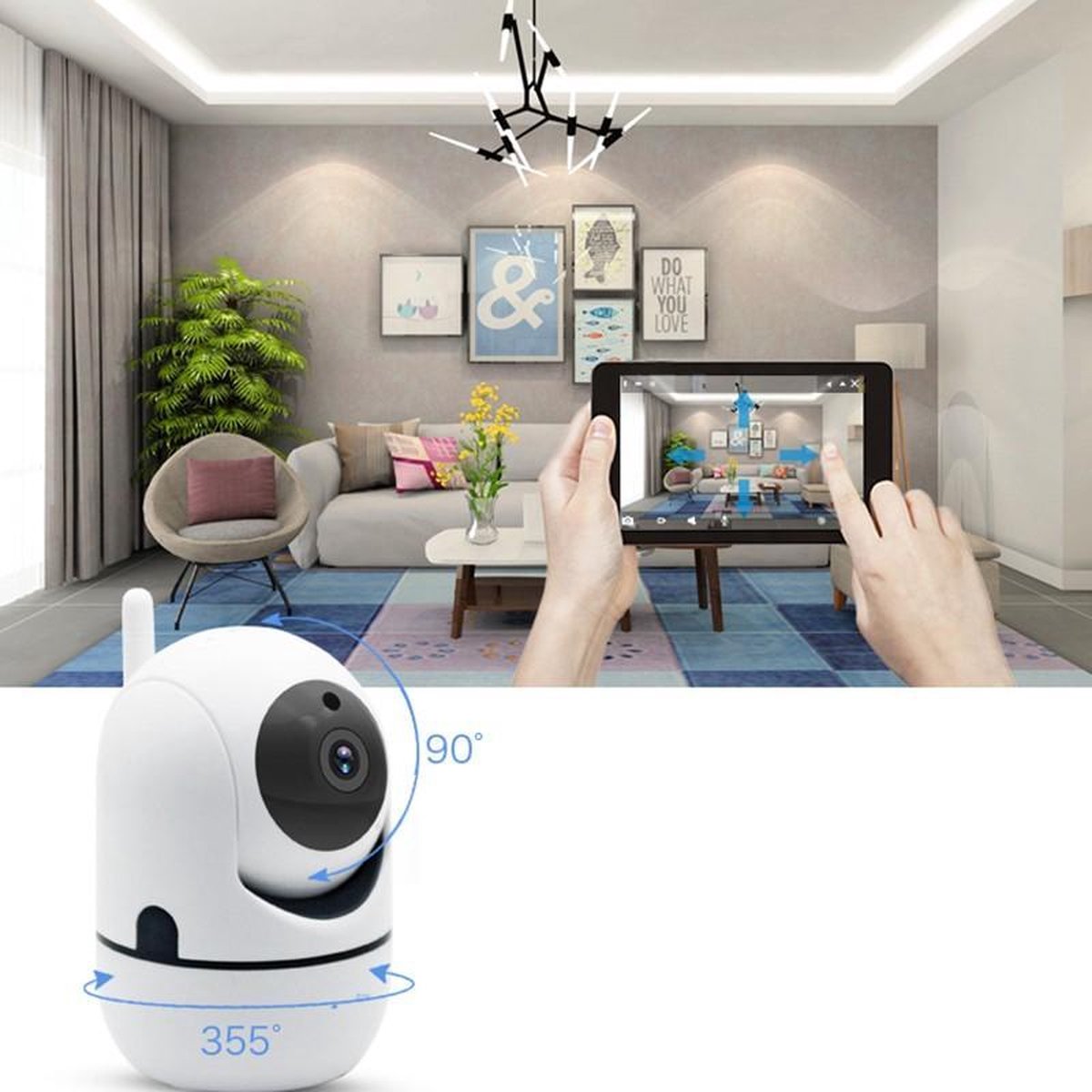 Afbeelding 3 van Living Needs Babyfoon met camera Wit - Wifi Beveilingscamera Wit - Babyfoon met Wifi -Camerabewaking - Onbeperkt bereik -HD Quality 1080P - Nederlandse Handleiding -Opslag in Cloud of SP