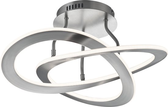 LED Plafondlamp - Plafondverlichting - Trion Oaky - 40W - Warm Wit 3000K - Dimbaar - Rond - Mat Nikkel - Aluminium