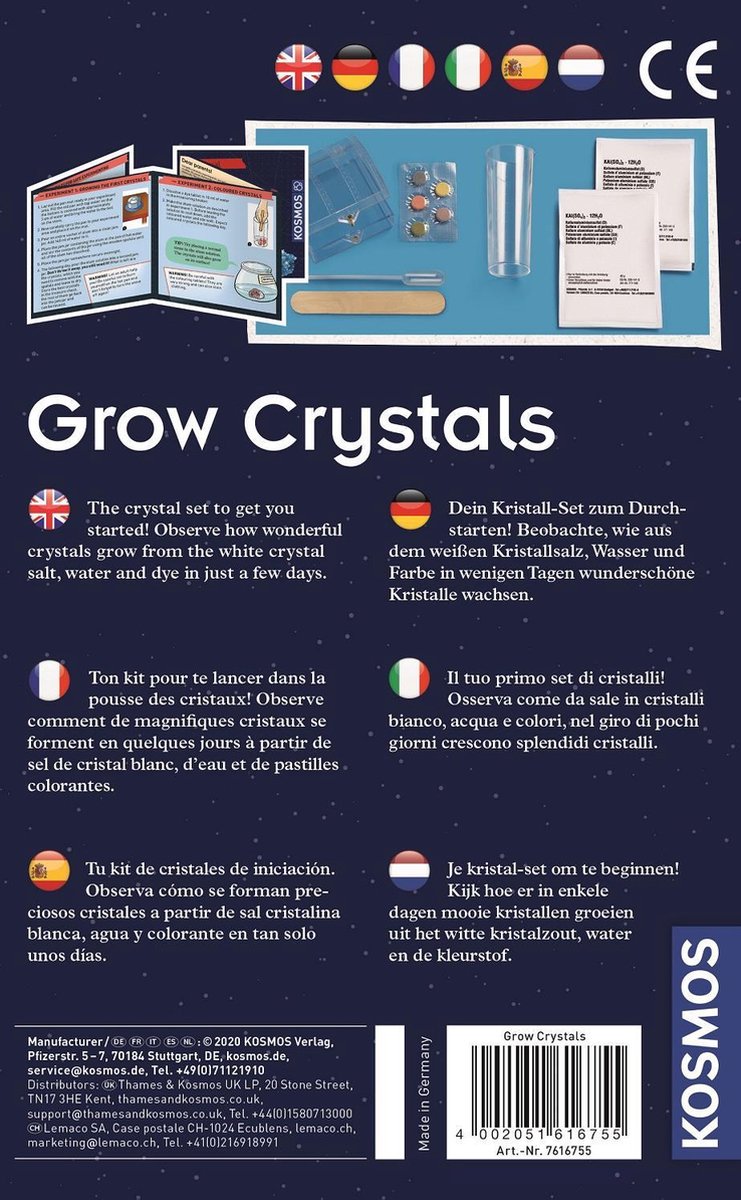 KOSMOS Grow Crystals - Experimenteerset - Kweek Je Eigen Gekleurde Kristallen - Inclusief Schatkist om Je Kristallen te Bewaren - Leer Scheikunde en Kristalgroei - STEM Speelgoed - Vanaf 10 Jaar — afbeelding 2