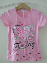Meisjes T-shirt hart lichtroze 98/104