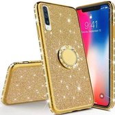 Samsung Galaxy A71 Back Cover Telefoonhoesje | Glitter | Exclusief Ring Houder | Goud | TPU Hoesje