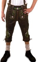 Lederhose LEVERBRUIN knee-over heren geschaafd met GROEN borduursel (MT 52)