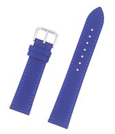 Horlogeband Leer 18mm - Gehechte Rand + Push Pin - Blauw