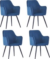 Eetkamerstoelen set 4 stuks Velvet blauw   (Incl LW anti kras viltjes) - Eetkamer stoelen - Extra stoelen voor huiskamer - Dineerstoelen – Tafelstoelen