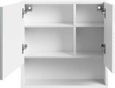 Badkamer Spiegelkast - Badkamermeubel met Spiegel, Kastje en Schappen - 55 cm Hoog en 54 cm Breed - Glanzend Wit