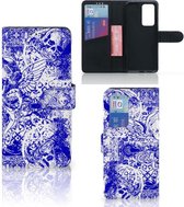 Book Style Case Huawei P40 Pro Smartphone Hoesje Angel Skull Blue