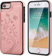 Apple iPhone 7 - 8 Card Case | Roze | Bloemen | PU Leer | Pasjeshouder