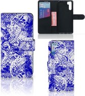 Book Style Case OPPO A91 | Reno3 Smartphone Hoesje Angel Skull Blue