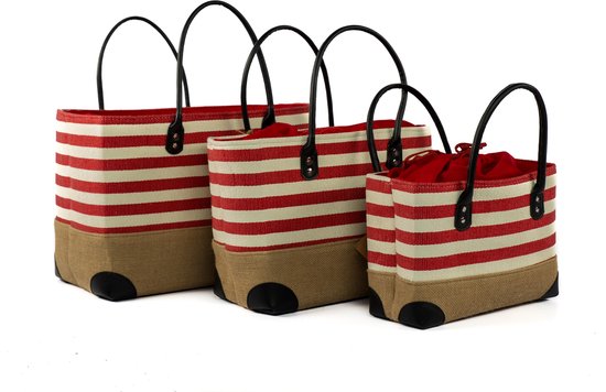 Rieten tas / strandtas met waterproef voering/ boodschappentas, shopper van  jute. | bol.com