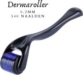 Dermaroller 0.2MM Donkerblauw Luxe 540 Naalden Perfect voor beginners & Gezicht | Titanium | Derma roller - Anti aging – Anti rimpel – Huidverzorging – Huidverjonging – Gezicht – Huid – Gezic