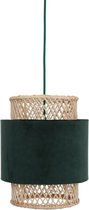 Raw Materials Suave Hanglamp Cilinder - Rotan en Velvet - Ø 25 cm - Groen
