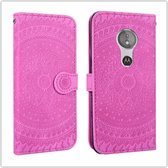 Voor Motorola Moto E5 Play Pressed Printing Pattern Horizontale Flip PU Leather Case met Holder & Card Slots & Wallet & & Lanyard (Violet)