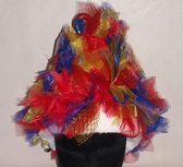 Fur hoed rood/blauw/geel opgemaakt inclusief verlichting