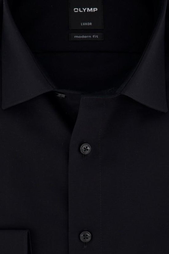 OLYMP Luxor modern fit overhemd - mouwlengte 7 - zwart - Strijkvrij - Boordmaat: 40