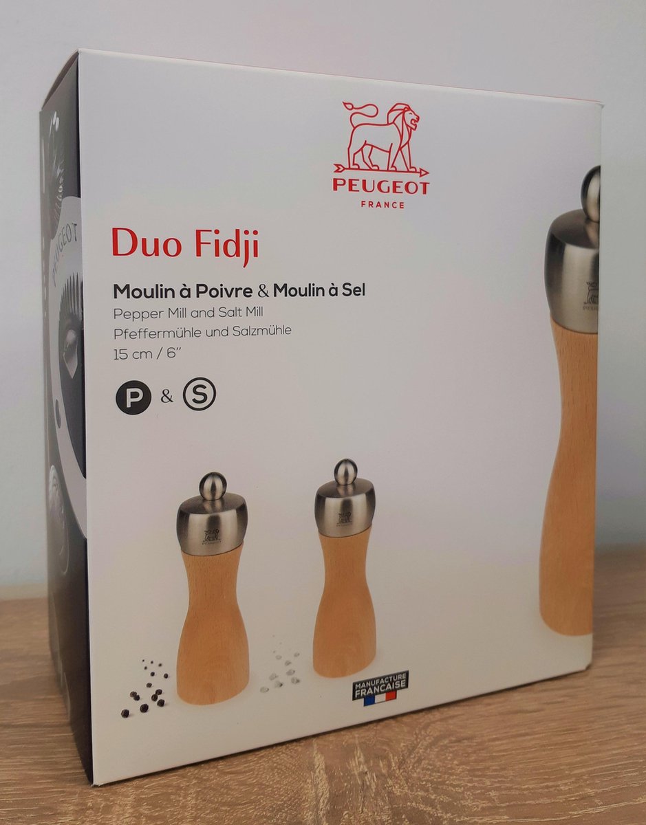 Moulin à poivre et sel Peugeot Fidji Natural - set - 15 cm | bol.com