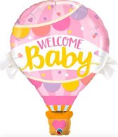 2x Welcome Baby Grote Luchtballon Welkom Ballon - Versiering- Decoratie - Geboorte Meisje - Roze - 80 cm groot - Inclusief opblaasrietje