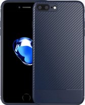 Apple iPhone 7 Plus - iPhone 8 Plus  Backcover - Donkerblauw - Carbon look - Soft TPU
