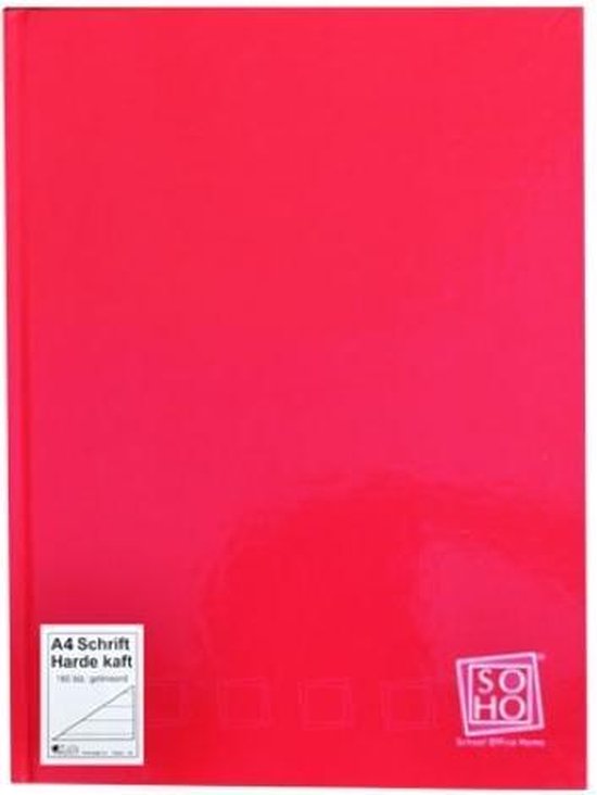 Verhaak Schrift - Lijn - A4 Formaat - Harde Kaft - SOHO - Rood | bol.com