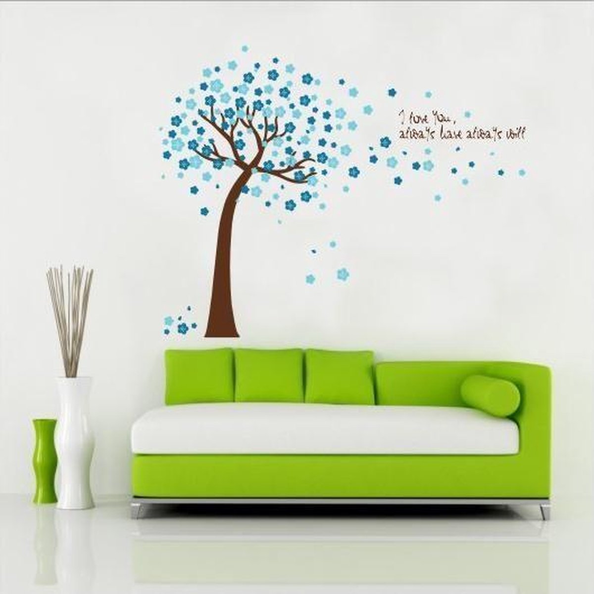 Muursticker4sale Kinderkamer muursticker Boom met blauwe bladeren