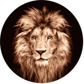 Grote ronde muursticker leeuw art sepia| safari wilde dieren | voor woonkamer en slaapkamer | wanddecoratie accessoires | cirkel afm. 80 x 80 cm