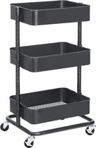 MIRA Home - Serveerwagen met wielen - Keukentrolley - Badkamer - 3 Lagen - Metaal - Grijs - 43x35x73.5