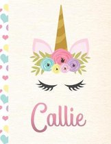 Callie: Personalized Unicorn Sketchbook For Girls With Pink Name - 8.5x11 110 Pages. Doodle, Sketch, Create!