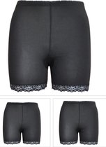 Dames shorts 3 pack lange pijp met kant M 36-38 zwart