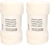 Set van 3x stuks gebroken wit fleece dekens 150 x 200 cm - plaids/bankdekens/woondekens - woonaccessoires